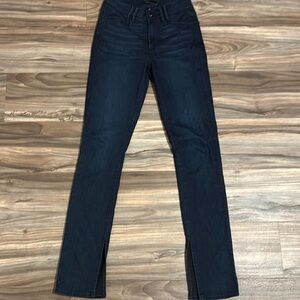 Paige High Rise Dark Wash Stretch Split Hem Denim Jeans Sz 27